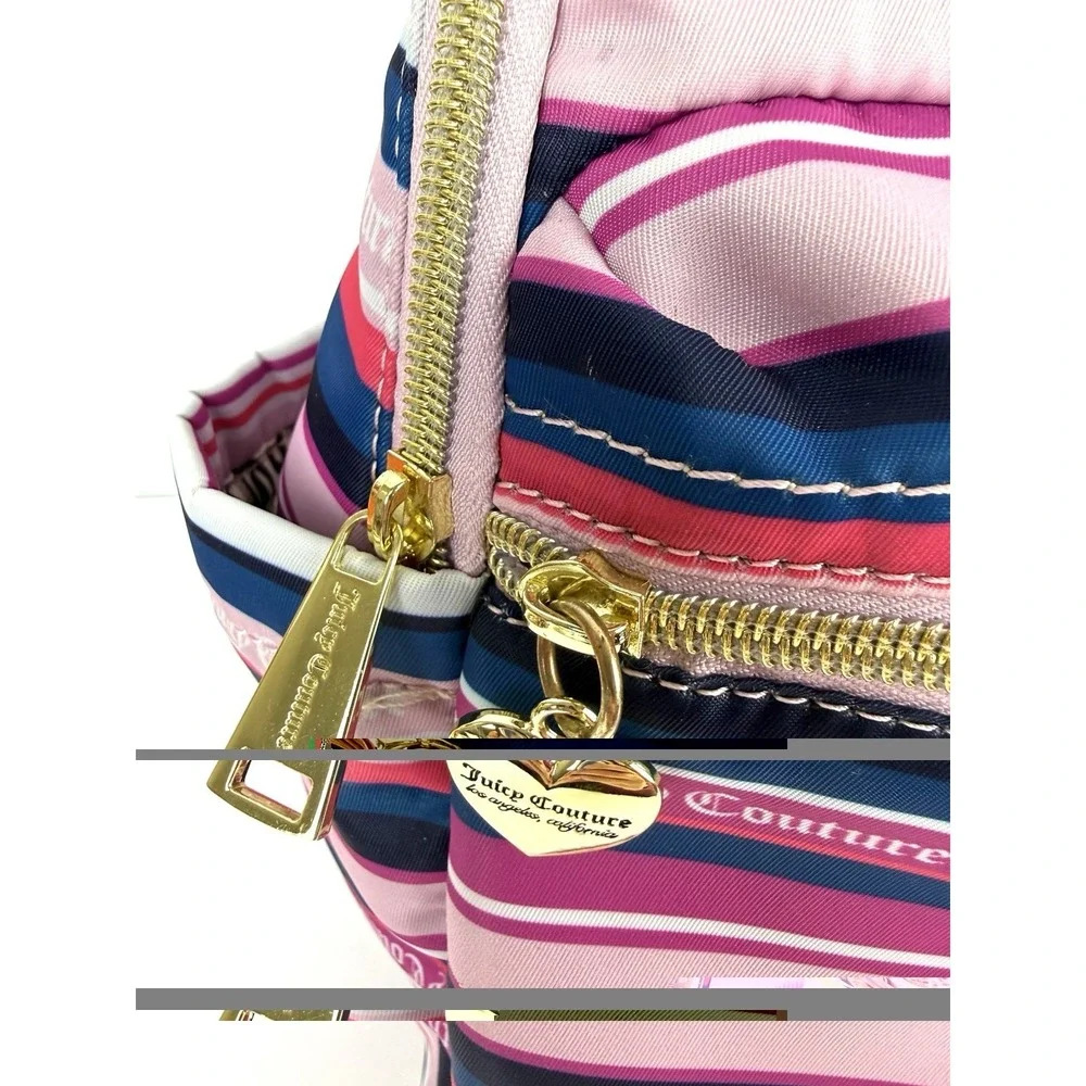 Juicy Couture‎ Wild Heart Striped Squad Backpack Nylon Medium Handbag New